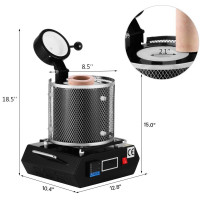 Vevor 312755 Плавильна піч для золота 1350 Вт, максимальна температура 1150℃, цифрова електрична плавильна піч, керамічний тигель Vevor 312755 Плавильна піч для золота 1350 Вт, максимальна температура 1150℃, цифрова електрична плавильна піч, керамічний тигель
