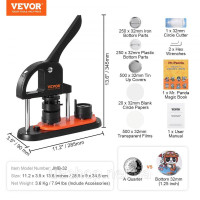 Vevor 312777 Машина для виготовлення значків 32 мм 500 шт. Прес для виготовлення значків, прес для кнопок, машина для виготовлення