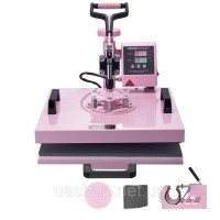 Vevor 312866 Термопрес 38x38 см, 5 в 1, футболки для пресування склянок, рожеві
