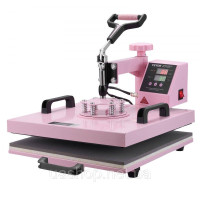Vevor 312866 Термопрес 38x38 см, 5 в 1, футболки для пресування склянок, рожеві