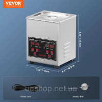 Vevor 313447 Ультразвуковий очисник 1,3 л, 60 Вт, машина для чищення, кошик з таймером і ампер; Обігрів 40 кГц