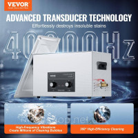 Vevor 313450 Ультразвуковий очищувач 30 л з таймером нагрівання та amp; Кошик Цифрова звукова машина