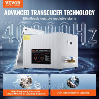 Vevor 313452 Ультразвуковий очищувач 15 л з таймером нагрівання та amp; Кошик Цифрова звукова машина