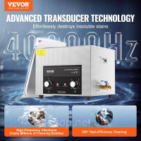 Vevor 313453 Ультразвуковий очисник 15 л з таймером нагрівання та amp; Кошик Цифрова звукова машина