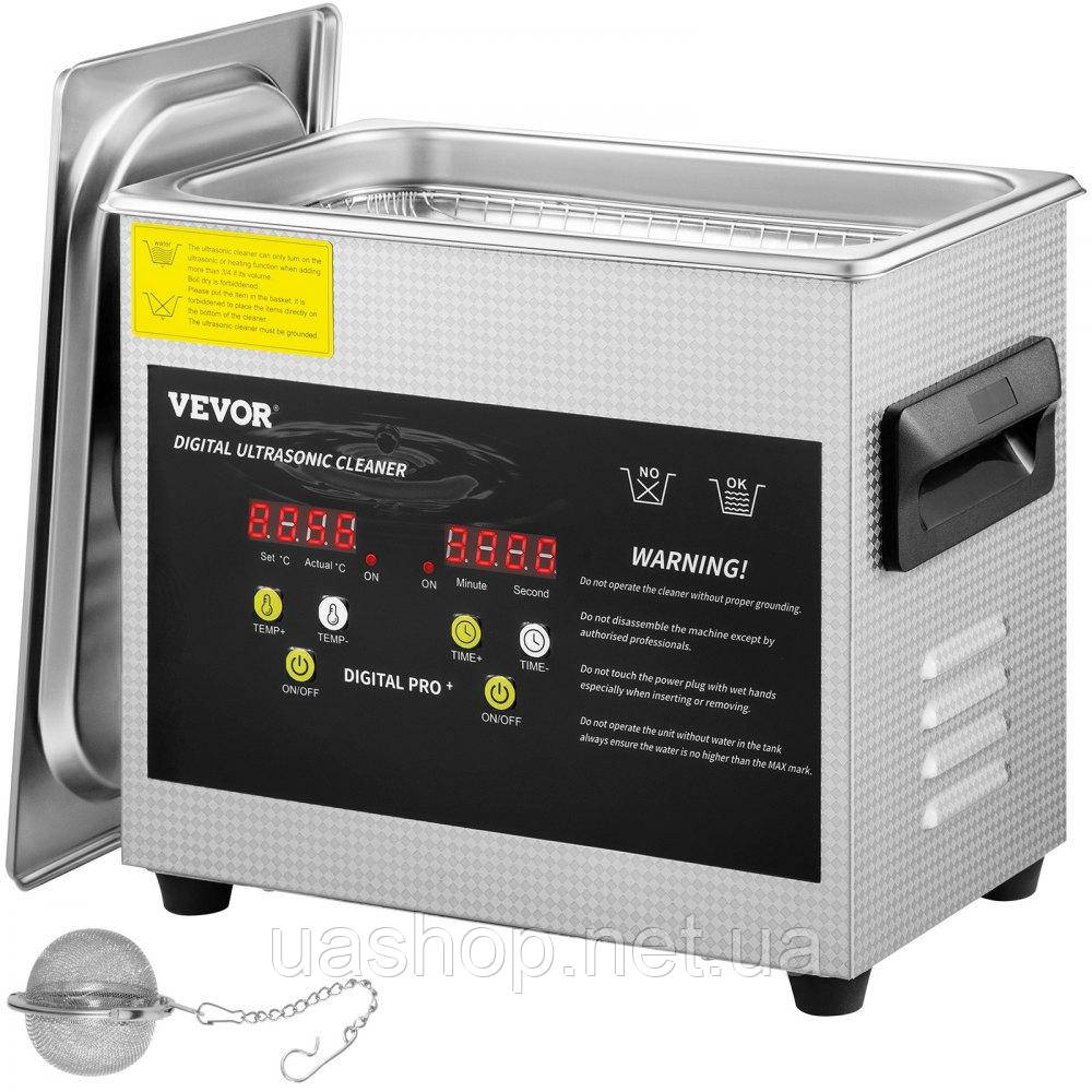Vevor 313472 Цифровий ультразвуковий очисник 3L Нагрівач Таймер Очищення ювелірних окулярів