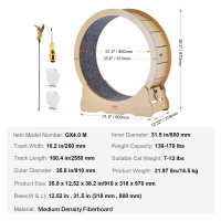 Vevor 313595 Колесо для тренування котів для домашніх котів з коміркою-дряпалкою 91 см