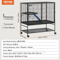Vevor 313638 Клітка для дрібних тварин 2-ярусна клітка для тхорів з лотком 92х58х100см