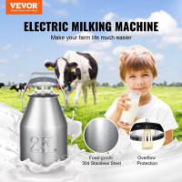 Vevor 313815 Електричний доїльний апарат для корів Доїльне обладнання 25л 304 нержавіюча сталь