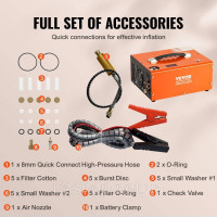 Vevor 313868 Компресор PCP 30Mpa/4500PSI Повітряний компресор 0.5L DC12V & Повітряний насос для дайвінгу AC230V, включаючи шланг