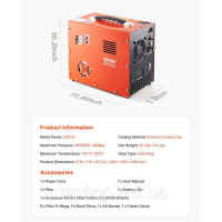 Vevor 313870 PCP Повітряний компресор 4500PSI Автоматична зупинка Пневматична гвинтівка Компресор Вбудований конвертер