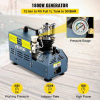 Vevor 313872 Компресор високого тиску, 4500 PSI/30 MPA/300 BAR, 1800 Вт 220 В для пневматичної гвинтівки з автоматичним