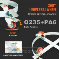 Vevor 314126 2x Barrel Roller 250L Транспортний ролик з вуглецевої сталі Роликова дошка Внутрішній діаметр Ø 607 мм Візок для