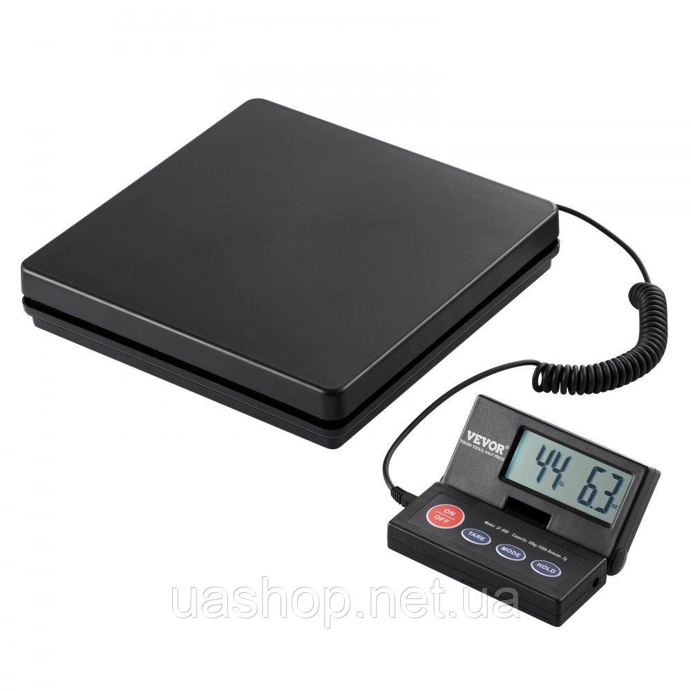 Vevor 314248 Платформні ваги 10г-50кг Посилочні ваги 2г Точність цифрових ваг кг/фунт/фунт:унція/г Лічильні ваги 250x250x43мм