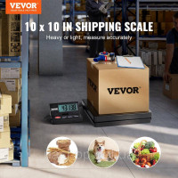 Vevor 314248 Платформні ваги 10г-50кг Посилочні ваги 2г Точність цифрових ваг кг/фунт/фунт:унція/г Лічильні ваги 250x250x43мм