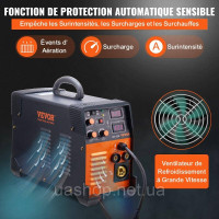 Vevor 314465 MIG/MMA/LIFT TIG 3 в 1 Зварювальний апарат 50-250 А зварювання порошковим дротом (0,8 мм і 1 мм) Технологія IGBT