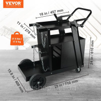 Vevor 314559 Зварювальний візок 2 полиці з 4 висувними ящиками Зварювальний візок Макс. 100-120 кг Візок для зварювального