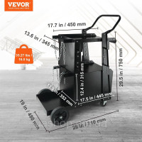 Vevor 314561 Зварювальний візок 2 полиці з шафою, що замикається Зварювальний мобільний Макс. 120 кг зварювального обладнання
