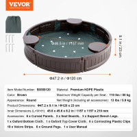Vevor 314683 Пісочниця пластикова кругла пісочниця 3-12 років 120х23см