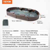 Vevor 314686 Овальна кришка для пісочниці HDPE Пісочниця у дворі Гра 3-12 років