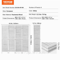 Vevor 315136 4-панельна складна перегородка для кімнати, портативна декоративна ширма заввишки 170 см для розділення кімнат,