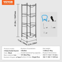 Vevor 315289 Тримач для глечика для води, підставка для пляшок з водою, 4 яруси, один ряд, 4 пляшки