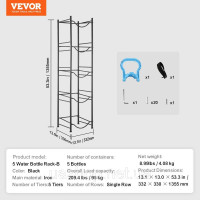 Vevor 315290 Тримач для глечика для води Одноярусна стійка для пляшок з водою 5 пляшок чорного кольору