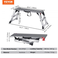 Vevor 315831 Алюмінієва робоча платформа складна робоча платформа 100x30x48.7см робоча платформа 200кг вантажопідйомність лавка з