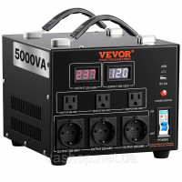 Vevor 316253 Трансформатор перетворювача напруги 5000 ВА Перетворювач змінного струму 110 В⇋ 220 В 3x US NEMA 5-15R 3-pin / 3x