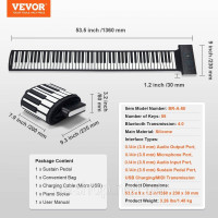 Vevor 316262 88 Key Roll Piano Портативне Roll Piano 128 Rhythms Tones Перезаряджається