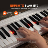 Vevor 316279 61 Key Цифрове піаніно Електропіаніно Складне піаніно Bluetooth MIDI біле