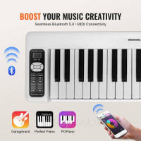 Vevor 316279 61 Key Цифрове піаніно Електропіаніно Складне піаніно Bluetooth MIDI біле