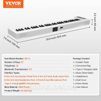 Vevor 316279 61 Key Цифрове піаніно Електропіаніно Складне піаніно Bluetooth MIDI біле