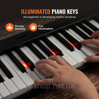 Vevor 316282 61 Key Цифрове піаніно Електропіаніно Складне піаніно Bluetooth MIDI Чорне