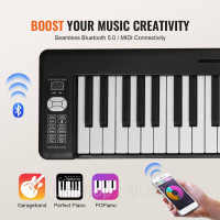 Vevor 316282 61 Key Цифрове піаніно Електропіаніно Складне піаніно Bluetooth MIDI Чорне