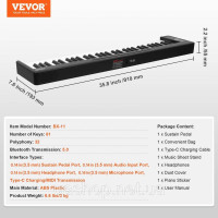 Vevor 316282 61 Key Цифрове піаніно Електропіаніно Складне піаніно Bluetooth MIDI Чорне