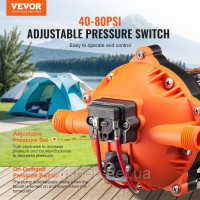 Vevor 316788 12V мембранний насос 5GPM 18.93L/min 5-камерний водяний насос реле тиску 216W