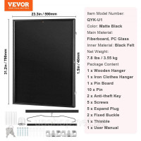 Vevor 316801 Рамка для презентації футболок 590x790x40 мм, що замикається, тіньовий бокс для спортивних футболок зі склом із