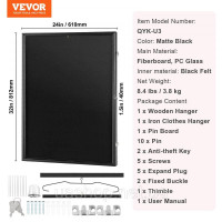 Vevor 316802 Вітрина 610 x 812 x 40 мм, що замикається, для спортивних сорочок зі склом із захистом від ультрафіолету 98% і