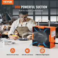 Поглінач паяльного дому VEVOR 38 Вт Вентилятор для витяжки паяльного диму 86,63 м3/год Поглінач для захисту