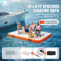 Vevor 317291 Надувний плавучий док, 3,04 х 2,43 м, докова платформа, нековзний водний плавучий доковий килимок з портативною