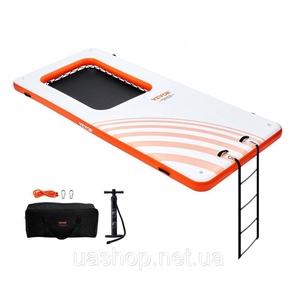 Vevor 317292 Надувна плавуча док-платформа 4,57х1,98 м з батутною сіткою-басейном 1,21х1,82 м Водний килимок з плавучою платформою
