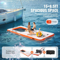 Vevor 317292 Надувна плавуча док-платформа 4,57х1,98 м з батутною сіткою-басейном 1,21х1,82 м Водний килимок з плавучою платформою