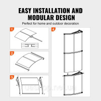 Vevor 317980 Навіс для вхідних дверей 965x1987мм навіс UF50+ сонцезахисна плівка для ПК навіс для вхідних дверей лист ПК +