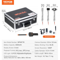 Vevor 318301 Трубопровідна камера 50 м каналізаційна камера 9 дюймів HD інспекційна камера з локацією 512 Гц