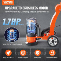 Vevor 318445 Шліфувальна машина для бетонної підлоги 7 дюймів, ручна полірувальна машина, регульована потужність 2,0 к.с.