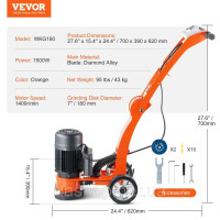 Vevor 318445 Шліфувальна машина для бетонної підлоги 7 дюймів, ручна полірувальна машина, регульована потужність 2,0 к.с.