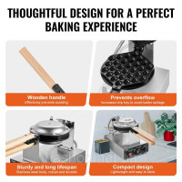 VEVOR Bubble Waffle Maker Egg Waffle 1400W Вафельниця 50-250°C Температура 322065
