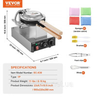 VEVOR Bubble Waffle Maker Egg Waffle 1400W Вафельниця 50-250°C Температура 322065