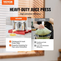 VEVOR 3 л Фруктовий прес Яблучний прес Фруктовий прес з Т-подібною ручкою, ягідний прес 14 х 13 см Яблучний