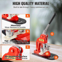 VEVOR Кнопка машина Кнопка Maker 32 мм кнопка штампування машина 500pcs жерстяні кришки DIY кнопка пресування